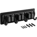 Xkvo Adhesive Broom Holder Black 3 Slot 4 Hook