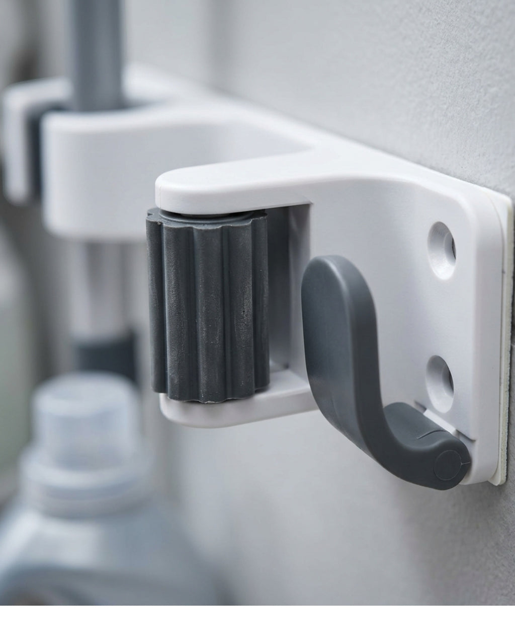 Xkvo Wall Mounted Mop Holder White 5 Slot 6 Hook