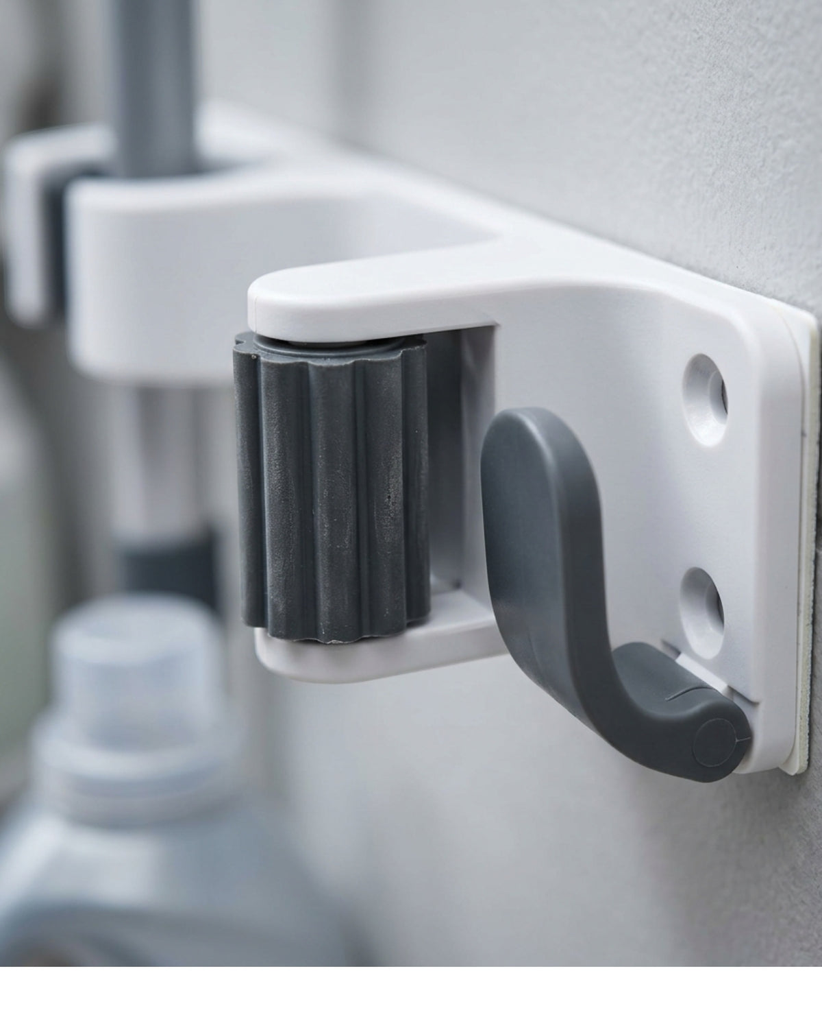 Xkvo Wall Mounted Mop Holder White 5 Slot 6 Hook