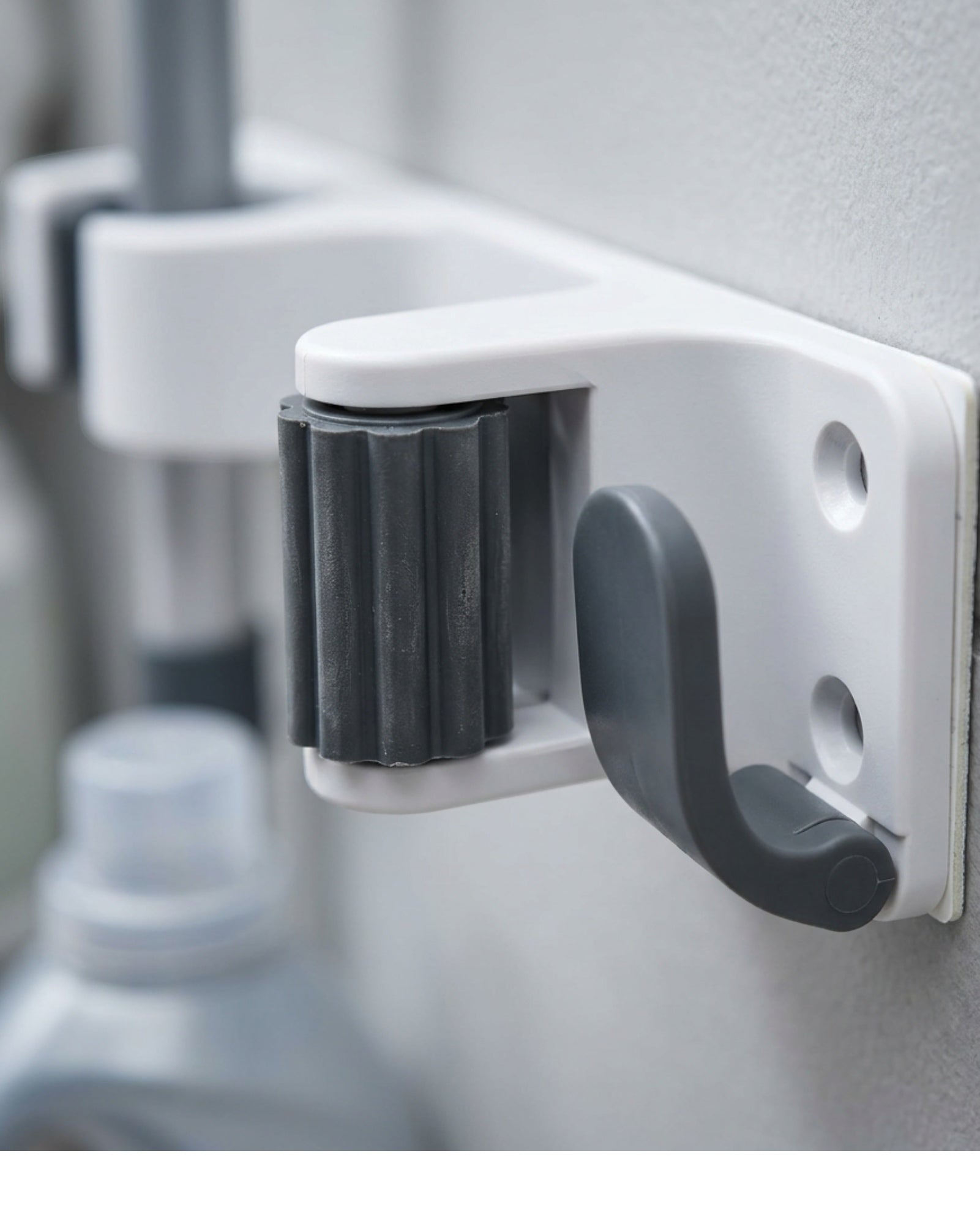 Xkvo Wall Mounted Mop Holder White 5 Slot 6 Hook