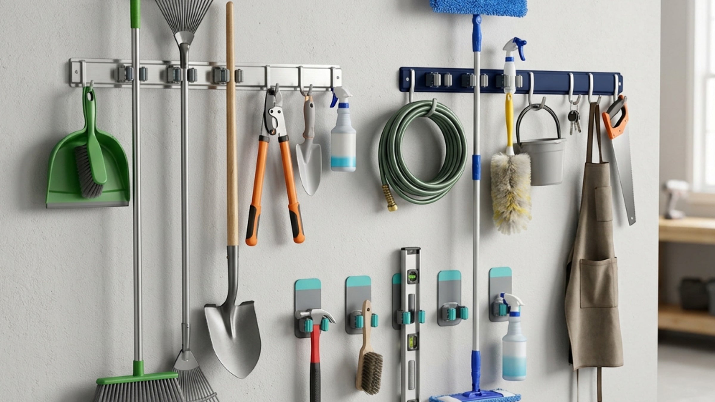 Xkvo Wall-Mounted Mop and Broom Organizers